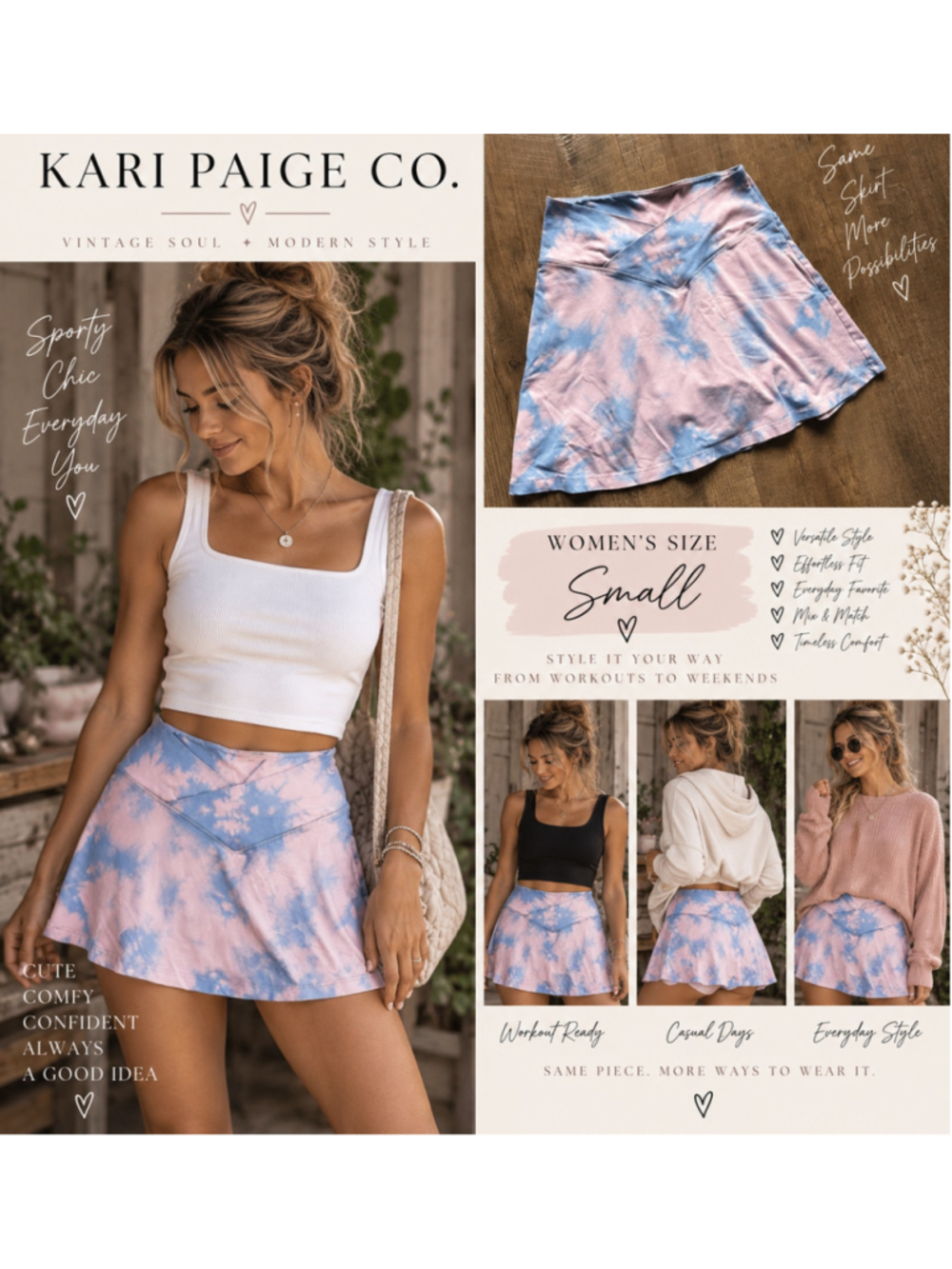 Women's Victoria's Secret PINK Tie-Dye Skort Size M Purple Blue F26